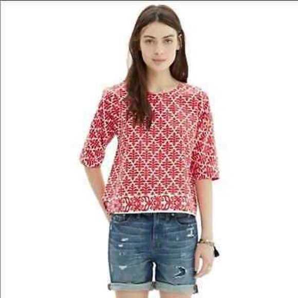 Madewell Red Province Tee in Ikat Bloom Size S - Picture 3 of 8